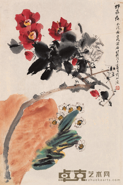 郑乃珖 亚明 1978年作 兰石图 镜心 69×46cm