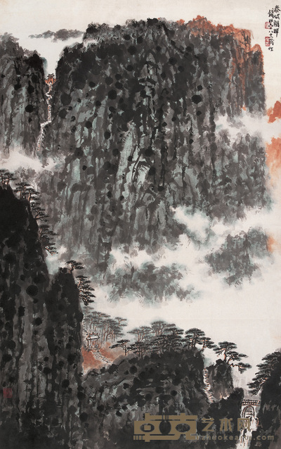 钱松嵒 泰岱朝晖 立轴 98×65cm