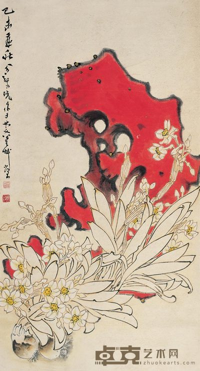 郑乃珖 1979年作 兰石图 立轴 97×52cm
