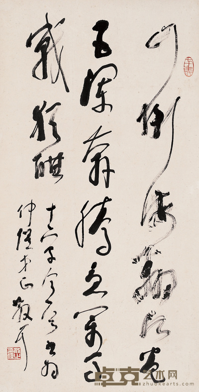 林散之 草书十六字令 立轴 68×35cm