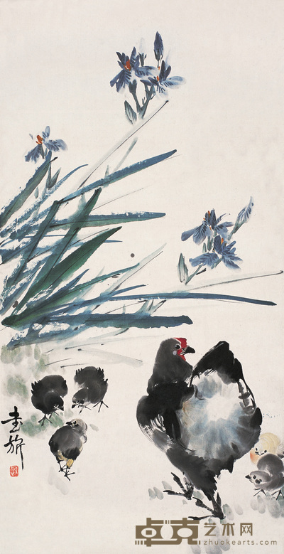张书旂 母子图 立轴 82×42cm