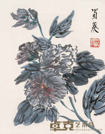 范扬 蜀葵 镜心 45×33.5cm