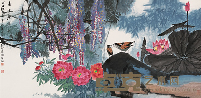 薛亮 2003年作 花鸟 镜心 87×177cm