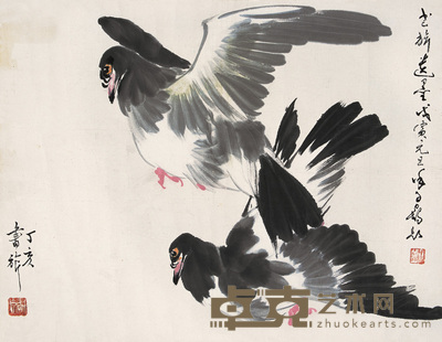 张书旂 1947年作 和平鸽 镜心 30×39cm