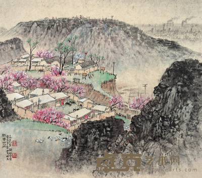 钱松嵒 1959年作 红杏山庄 镜心 47×54cm