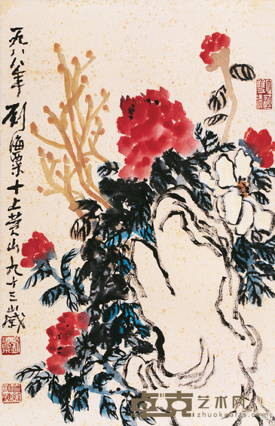 刘海粟 花卉 立轴 66×42cm