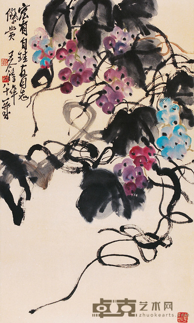 王个簃 葡萄 立轴 68×40cm