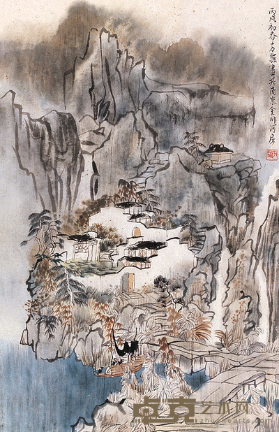 方骏 山水 镜心 66×44cm