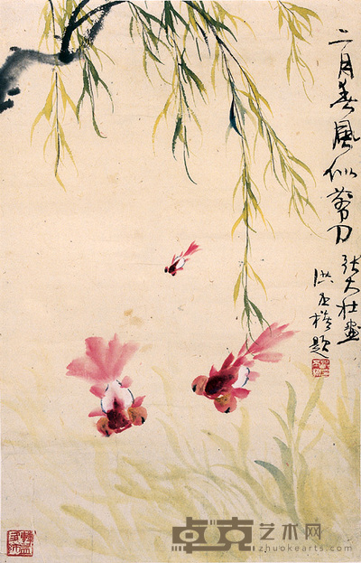 张大壮 二月春风似剪刀 镜心 55×36cm