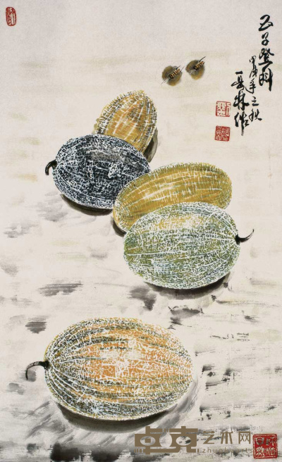 刘岳林 2004年作 五瓜图 立轴 96×59cm