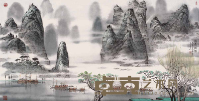 朱军山 2006年作 烟雨漓江 镜心 75×163cm