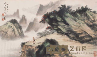 黄君璧 1966年作 山水 镜心 35×60cm