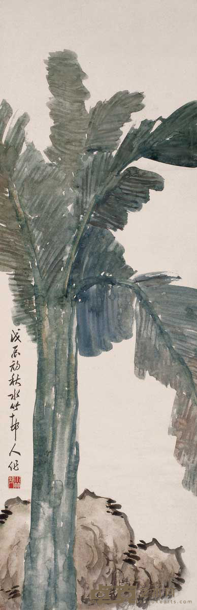 徐世昌 1928年作 花卉 立轴 130×43cm