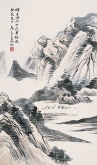 吴湖帆 仿北苑笔 立轴