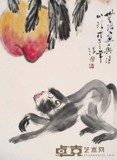 张朋 1978年作 猴 立轴 68×50cm