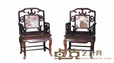 红木广式太师椅（二件） 66×55×110cm