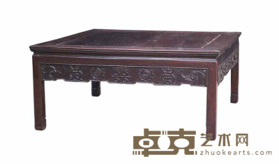 清 红木雕花炕桌 90×90×42cm