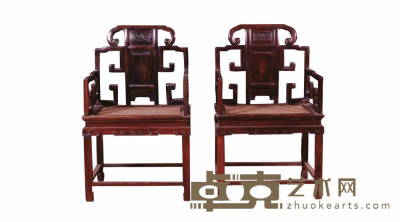 清 红木扶手椅（二件） 55×44×92cm