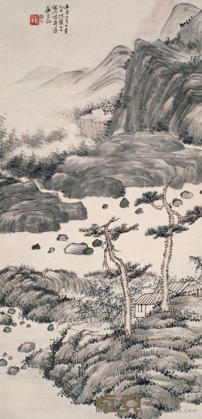 姚华 1921年作 山水 立轴 68×33cm