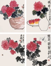 齐秉正 花卉册页 镜心