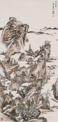 诸建秋 1932年作 江山胜景 立轴