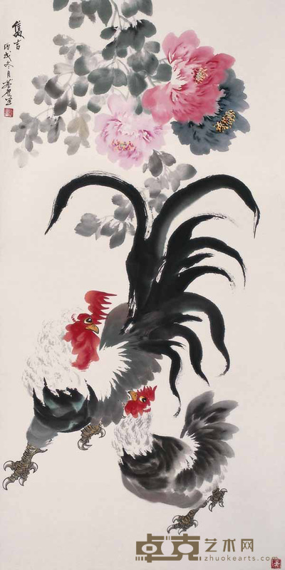 白燕君 2006年作 双吉大富贵 镜心 136×68cm