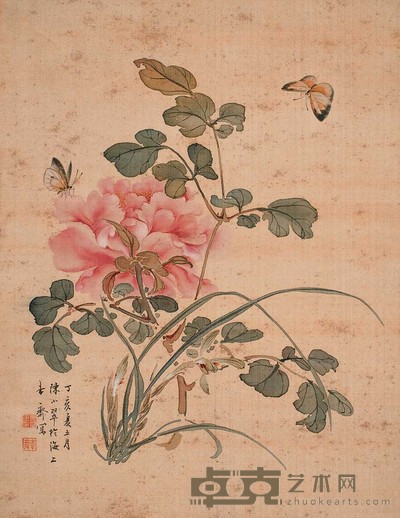 陈小翠 花蝶 立轴 36×28cm