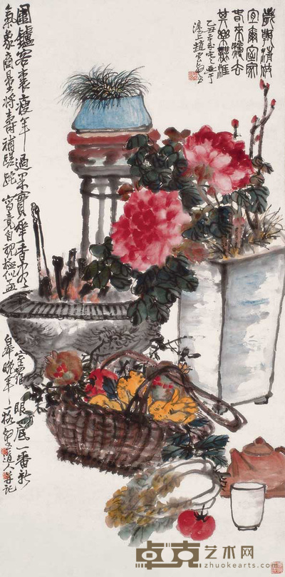 赵云壑 清供图 立轴 135×67cm