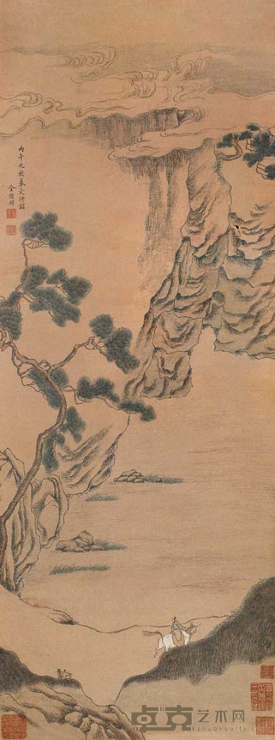 金俊明 作于1666年 访友图 立轴 122×46cm