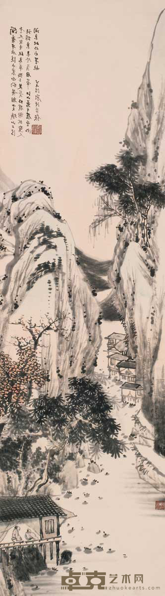 顾沄 山水 立轴 113×32cm