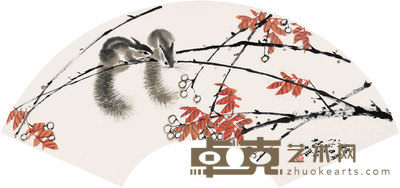 方楚雄 红叶松鼠 镜心 19×55cm