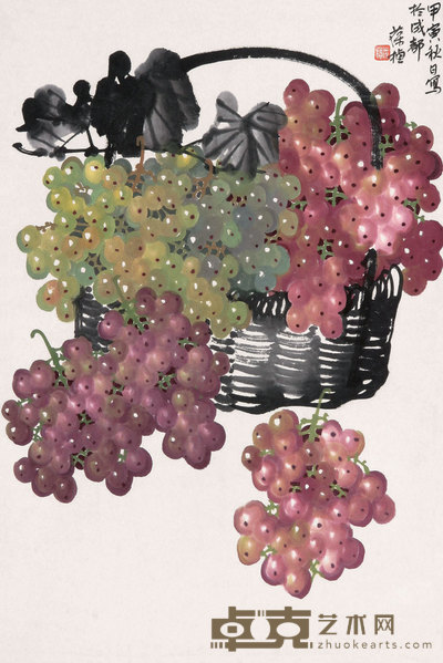 苏葆祯 葡萄 立轴 68×46cm