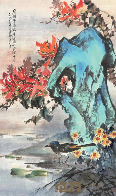 邓长夫 花鸟 立轴 79×47cm