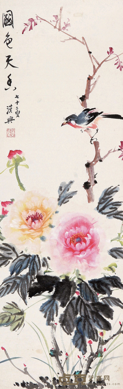 麦汉兴 花鸟 镜心 94×30cm