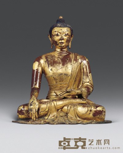 元 铜鎏金释迦牟尼佛坐像 高38.5cm