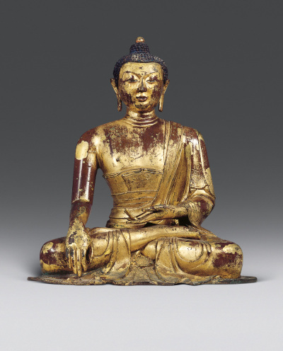 元 铜鎏金释迦牟尼佛坐像
