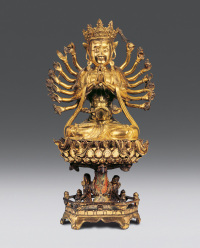 明 铜鎏金多臂菩萨像