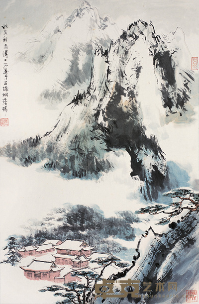 傅二石 1988年作 山水 镜心 67×42cm