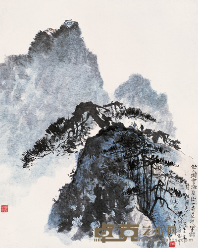 秦岭云 1972年作 山水 立轴 54×42cm