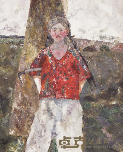 聂欧 2005年作 红衣少女 65×53cm