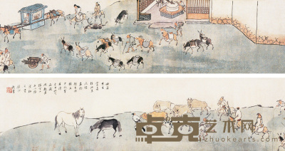吴镜汀 北京风俗图 手卷 17.5×133cm