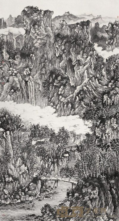 林浩湖 山水 镜心 96×177cm