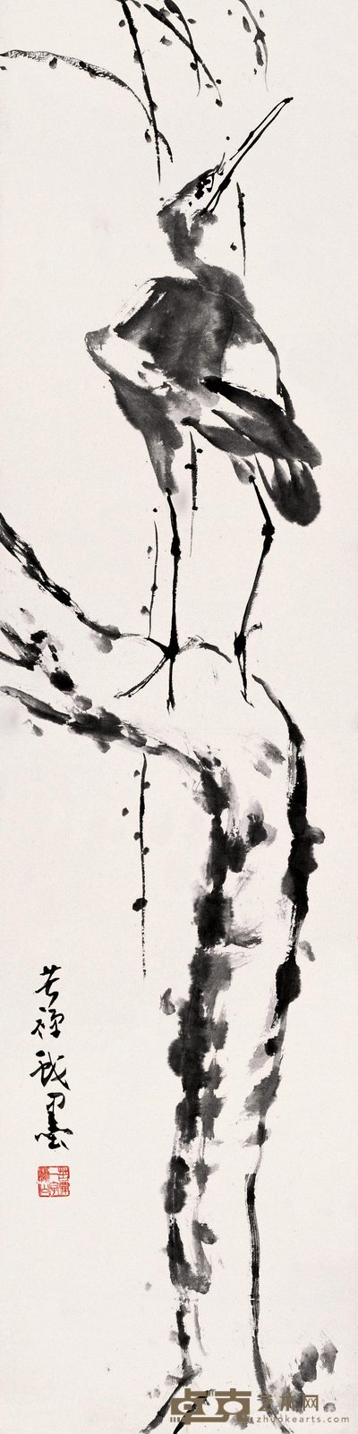 李苦禅 花鸟 立轴 139×34cm