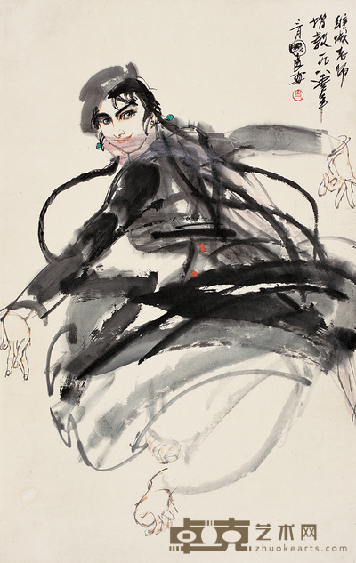 史国良 1980年作 新疆舞 镜心 96×59cm