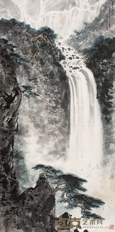 张登堂 1978年作 泰山雨后 立轴 132×64cm