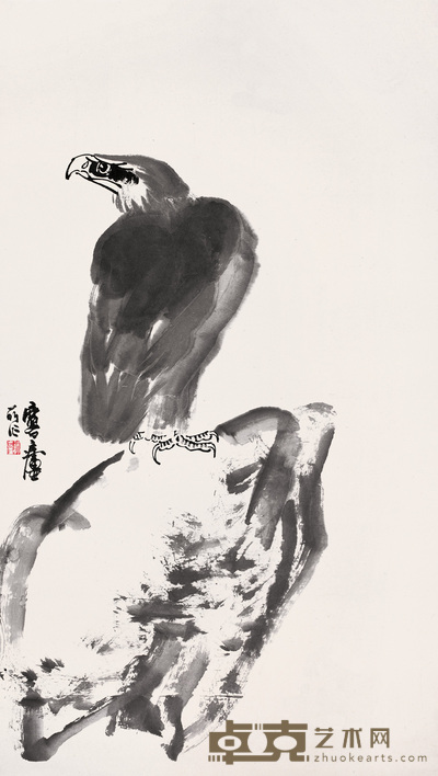 许麟庐 鹰 立轴 121×69cm
