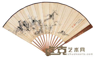 陈少梅 1935年作 山水 成扇 20×50cm