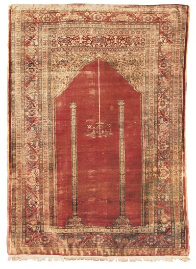 约19世纪末作 大不里士丝织地毯