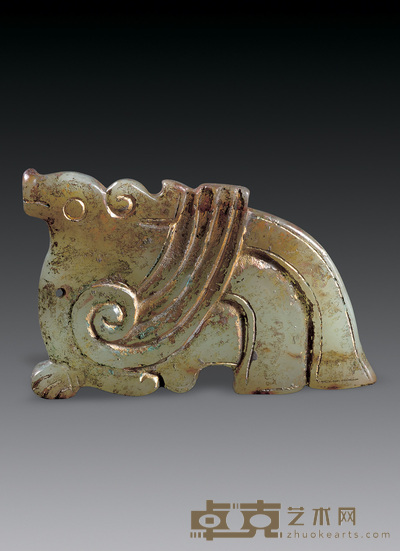 商代 青白玉鸟 长6cm