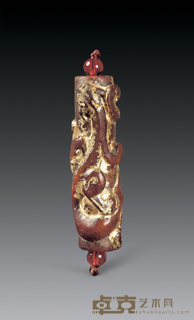 汉代 白玉螭龙勒子 长5.8cm